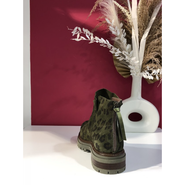 Bottines vertes léopard Hamilo MKD.