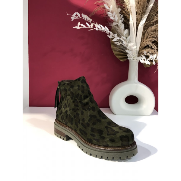 Bottines vertes léopard Hamilo MKD.